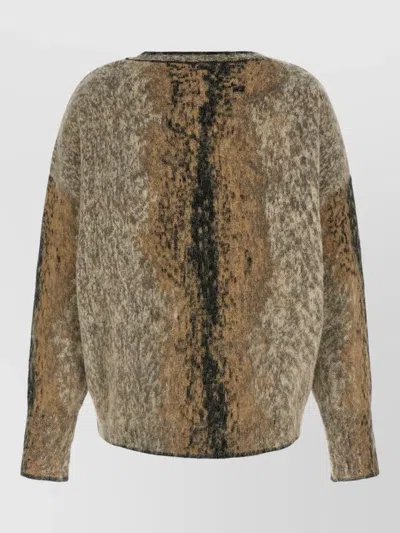 Nude Alpaca Wool Oversized Abstract Pattern Sweater In Brown