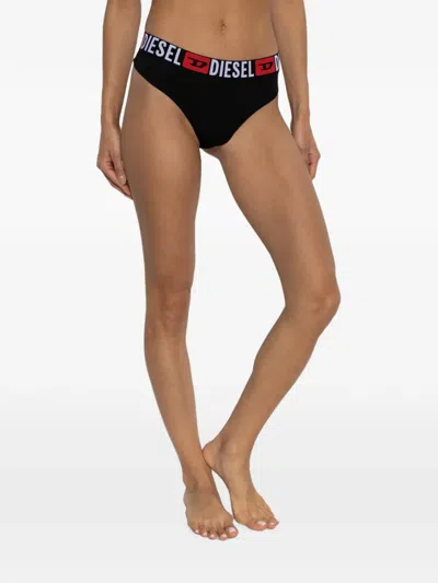 Diesel Logo-waistband Thong In Black
