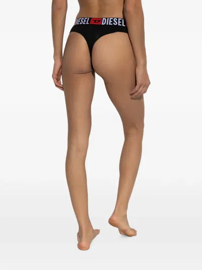 Diesel Logo-waistband Thong In Black