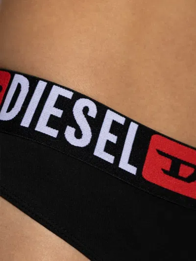 Diesel Logo-waistband Thong In Black