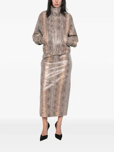 Ducie Jasmine Python-print Leather Jacket In Multi