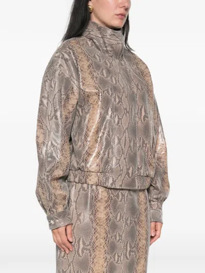Ducie Jasmine Python-print Leather Jacket In Multi
