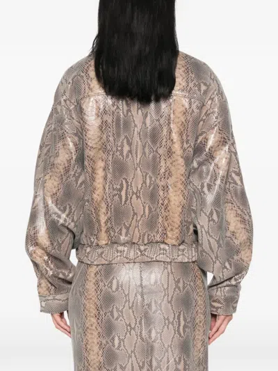 Ducie Jasmine Python-print Leather Jacket In Multi