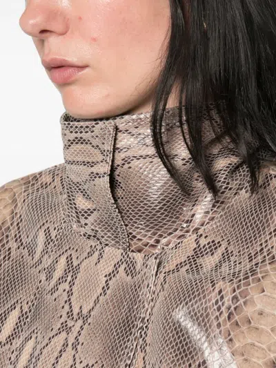 Ducie Jasmine Python-print Leather Jacket In Multi