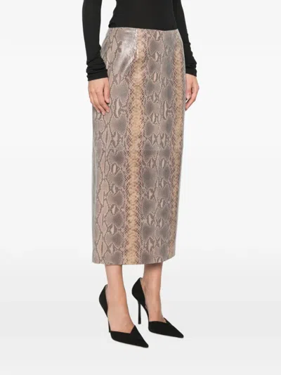 Ducie Chloe Python-print Midi Skirt In Multi