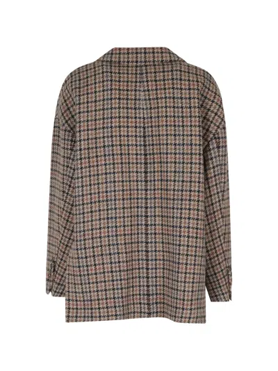 Bazar Deluxe Check-pattern Buttoned Blazer In Brown