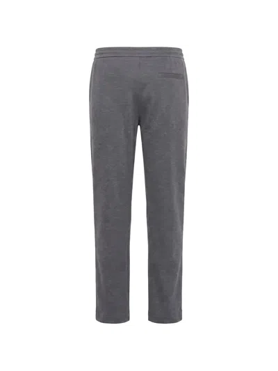 Peserico Cotton Blend Double Interlock Drawstring Joggers In Metallic