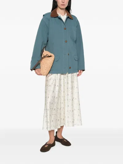 Doen Pascual Contrast-collar Jacket In Blue