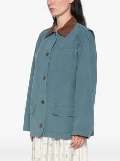 Doen Pascual Contrast-collar Jacket In Blue