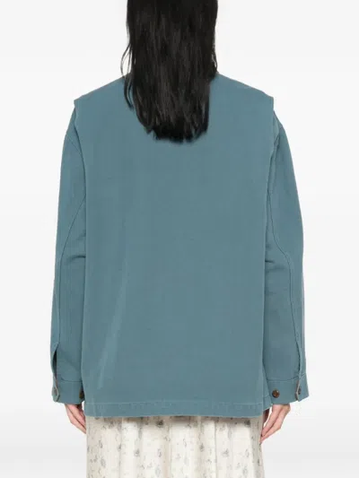 Doen Pascual Contrast-collar Jacket In Blue