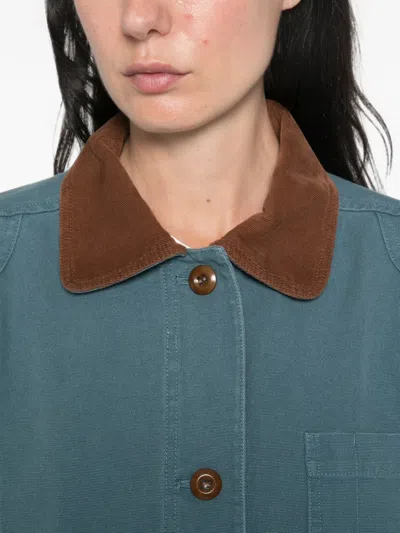Doen Pascual Contrast-collar Jacket In Blue