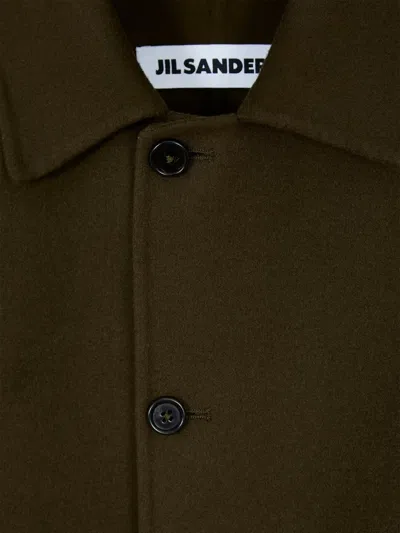 Jil Sander Button-up Collared Coat In Green