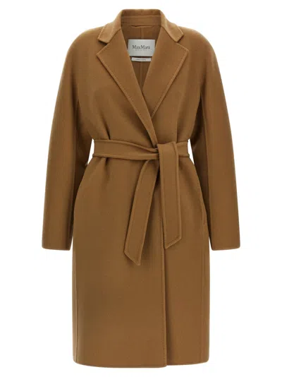 Max Mara Arona Belted Wool Coat In Brown