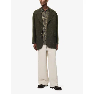 Uma Wang Mens Java Cashmere-blend Jacket Dark Green In Green