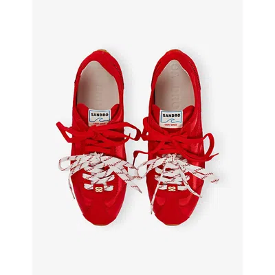 Sandro Mixed-material Light Wave Trainers In Red