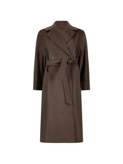 Weekend Max Mara Double-breasted Belted Coat In Brown
