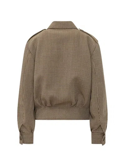 The Seafarer Houndstooth-pattern Belted Jacket In Brown