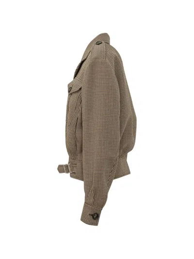 The Seafarer Houndstooth-pattern Belted Jacket In Brown