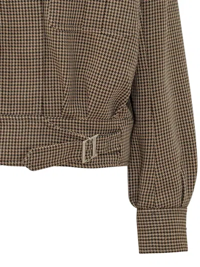 The Seafarer Houndstooth-pattern Belted Jacket In Brown