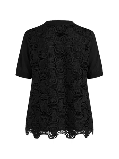 Meimeij Macramé-panel Short-sleeve T-shirt In Black