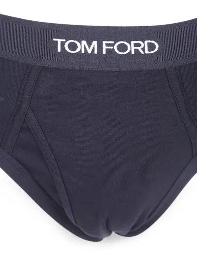 Tom Ford Logo-waistband Briefs In Black