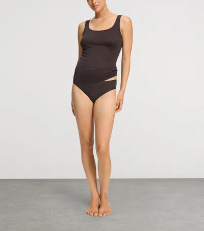 Hanro Cotton Midi Briefs In Brown