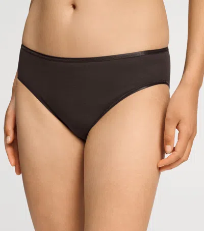 Hanro Cotton Midi Briefs In Brown