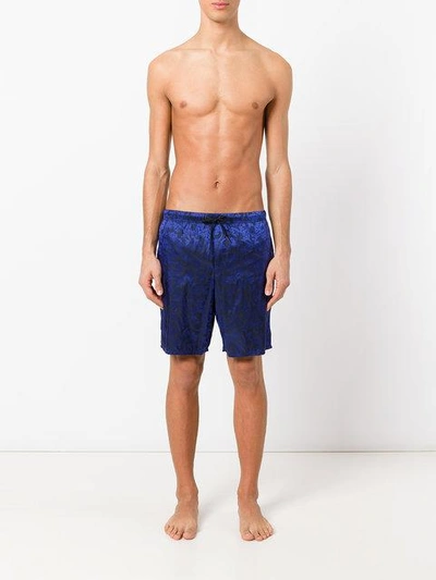 Shop Versace Baroque Embroidered Swimming Shorts