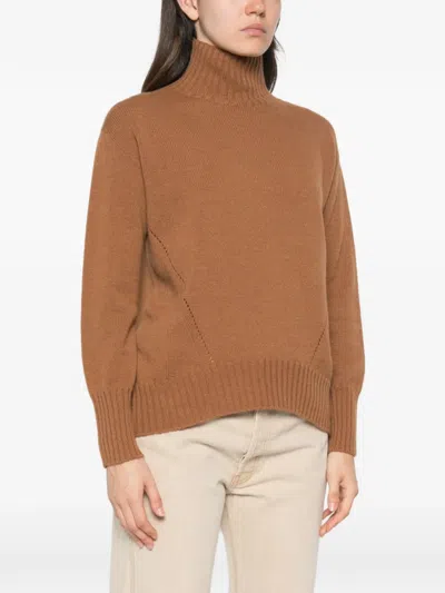 Why Ci Rollkragenpullover Mit Geripptem Saum In Brown