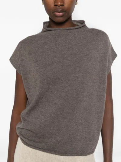 Why Ci Ärmelloser Pullover Mit Rollsaum In Brown