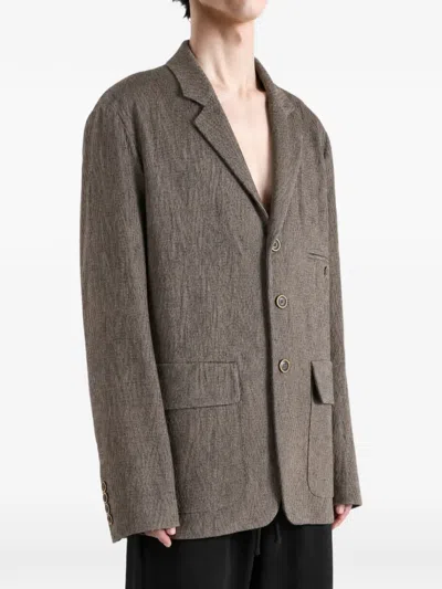 Uma Wang Chevron-pattern Notch-lapels Jacket In Gray