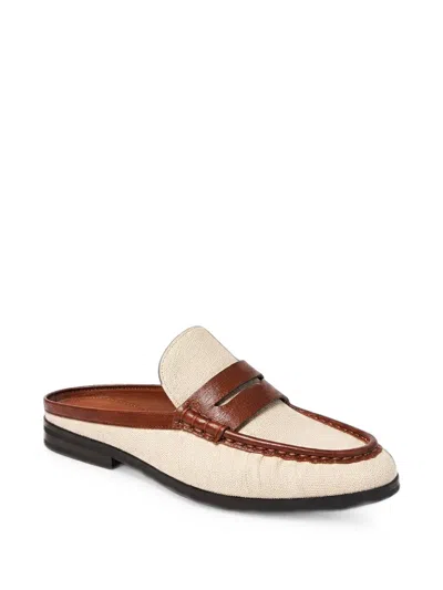Simkhai Dean Canvas Combo Loafer Mules Natural Saddle In Nude