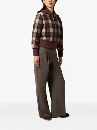 Paul & Shark Check-pattern Bomber Jacket In Brown