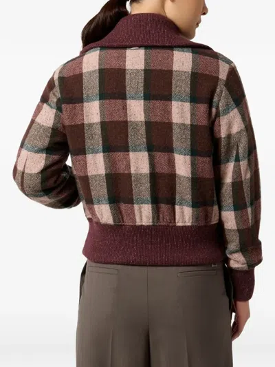 Paul & Shark Check-pattern Bomber Jacket In Brown