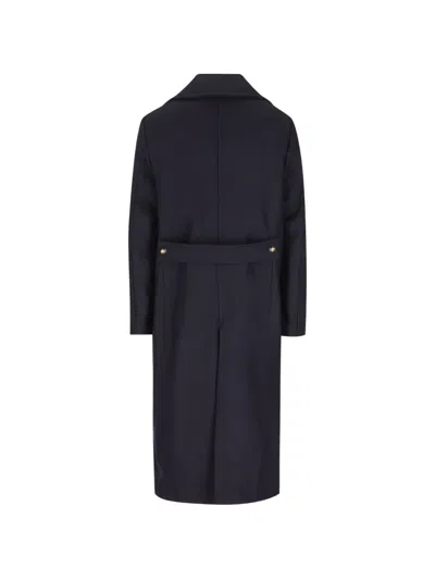 Camplin Double-breasted Notched-lapel Coat In Blue