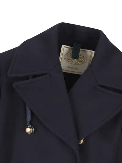 Camplin Double-breasted Notched-lapel Coat In Blue