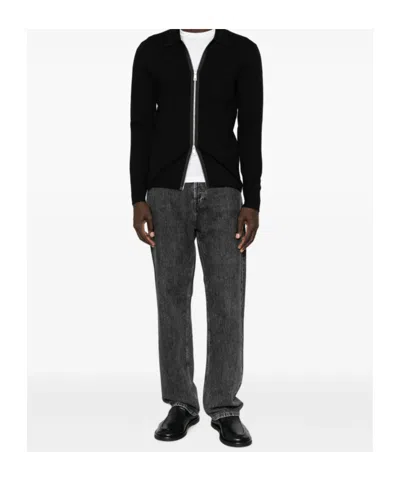 Samsoe & Samsoe Samsoe Samsoe Zip-front Knit Cardigan With Chest Pocket In Black