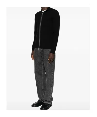 Samsoe & Samsoe Samsoe Samsoe Zip-front Knit Cardigan With Chest Pocket In Black