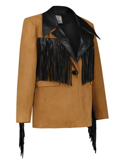 Dancassab Patsy Fringe-trim Jacket In Brown