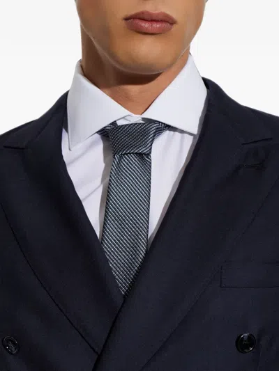 Brioni Patterned Silk Tie In Blue