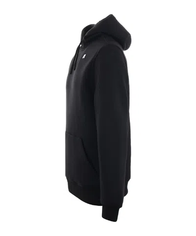 K-way Logo Patch Drawstring Hoodie In Black