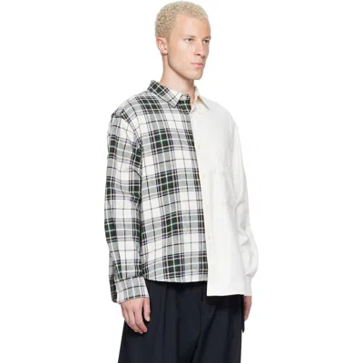 Re;code Off-white Split-check Shirt In Ivory