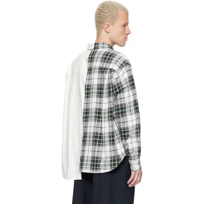 Re;code Off-white Split-check Shirt In Ivory