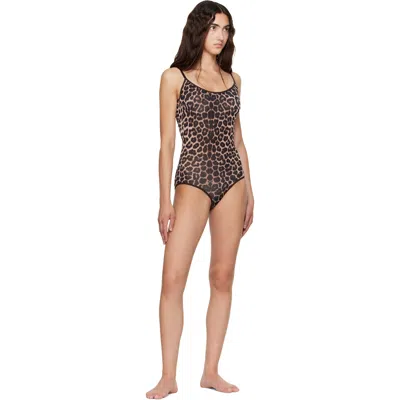 Baserange Beige Emily Bodysuit In Leopard