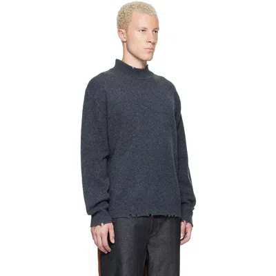 Re;code Gray Distressed Knit Sweater In Grey