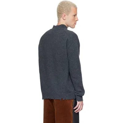 Re;code Gray Distressed Knit Sweater In Grey