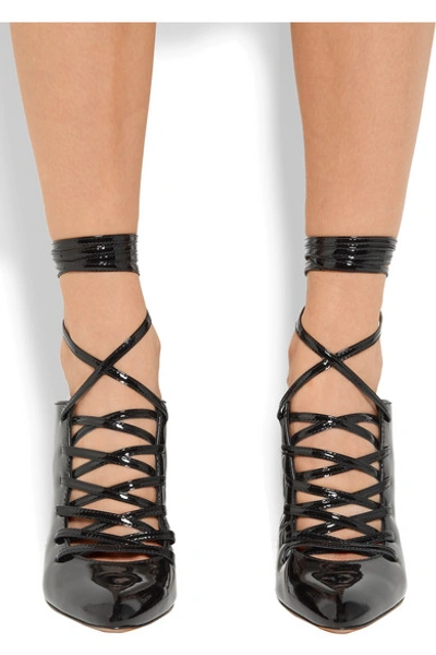 Shop Givenchy Lace-up Patent-leather Mules