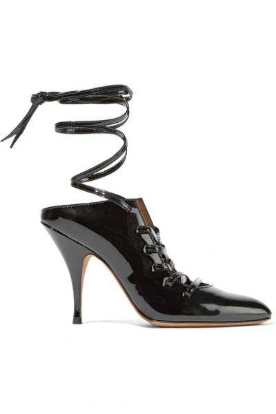 Shop Givenchy Lace-up Patent-leather Mules