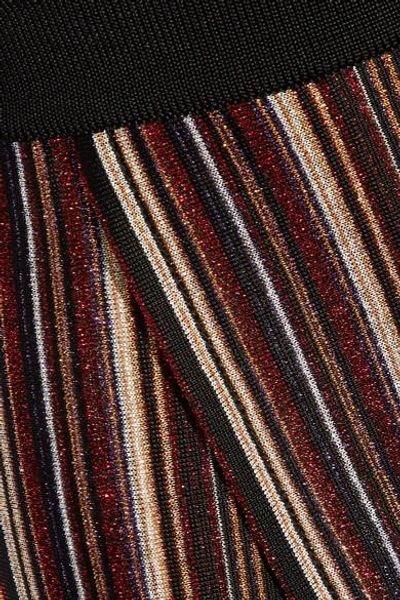 Shop Balmain Metallic Stretch-knit Wide-leg Pants