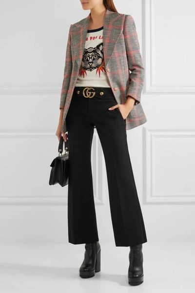 Shop Gucci Cropped Stretch-jersey Flared Pants